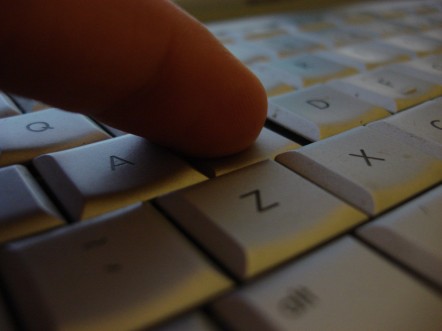 finger on a z key on a keyboard