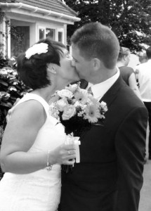 Denise and her husband on their wedding day